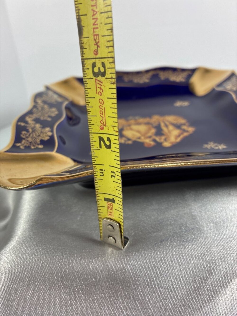 Vintage Limoges France Cobalt Blue Porcelain Cigar Ashtray Gold Gilt Courting Co - Picture 10 of 10